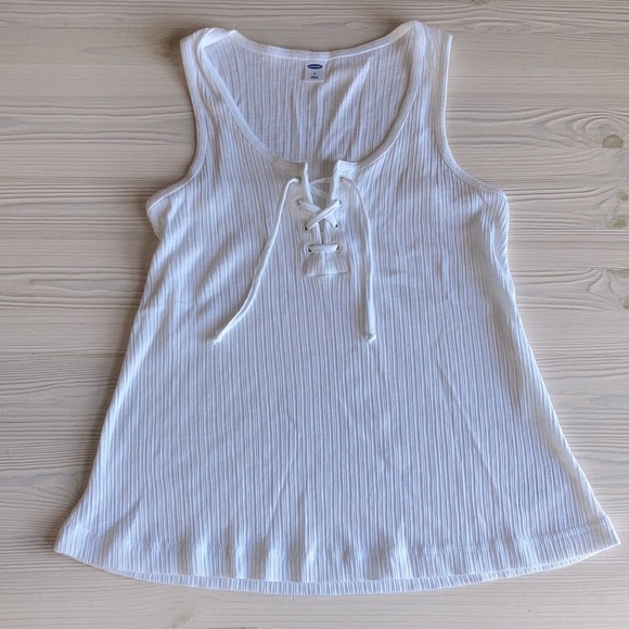 Old Navy Rib-Knit Lace-Up Swing Tank Top - Picture 3 of 6